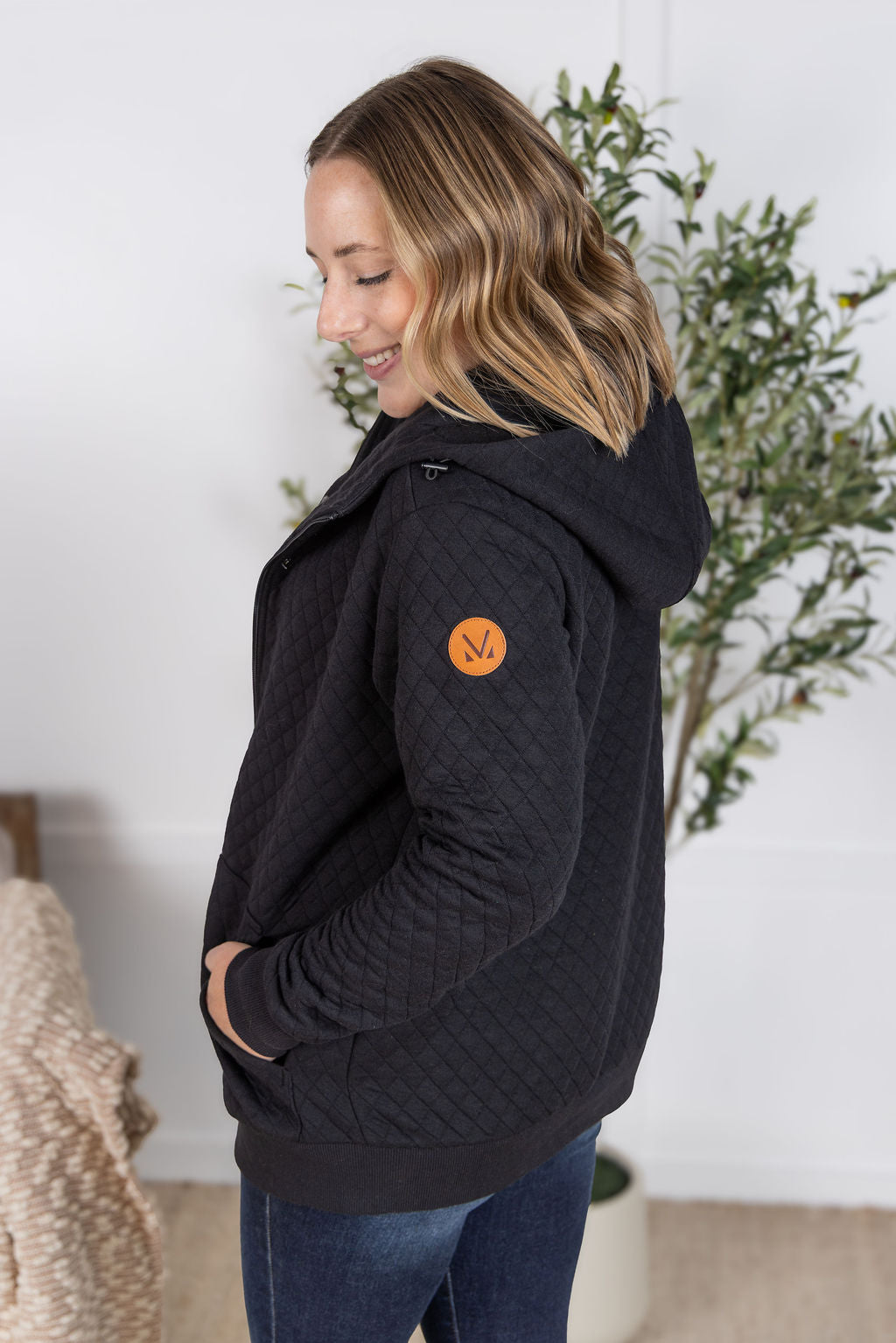 Kyla Zipper Snap Jacket - Black